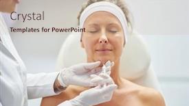  Presentation with injection - Presentation featuring scene-of-medical-cosmetology-treatments background and a soft green colored foreground