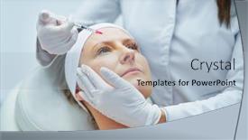  Presentation with injection - Slide set with scene-of-medical-cosmetology-treatments background and a light blue colored foreground