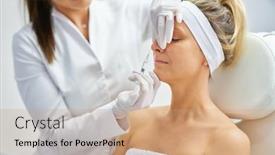  Presentation with injection - PPT layouts featuring scene-of-medical-cosmetology-treatments background and a coral colored foreground