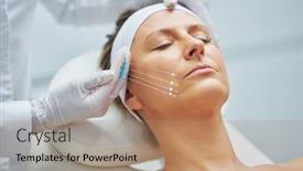  Presentation with scene - PPT theme consisting of scene-of-medical-cosmetology-treatments background and a coral colored foreground