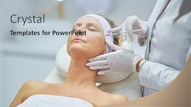  Presentation with injection - Slide set featuring scene-of-medical-cosmetology-treatments background and a light blue colored foreground