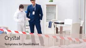  Presentation with forensics - Beautiful PPT theme featuring scene of office crime backdrop and a lemonade colored foreground