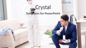  Presentation with forensics - Beautiful PPT theme featuring scene of office crime backdrop and a sky blue colored foreground