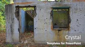  Presentation with house forest - Slide set with scene of old house in forest background and a tawny brown colored foreground