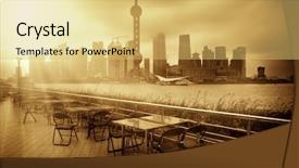  Presentation with china shanghai - Slide deck consisting of scene of the city shanghai background and a yellow colored foreground