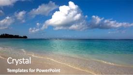  Presentation with morning show - Amazing presentation theme having scene on ocean sandy shore backdrop and a coral colored foreground