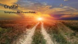  Presentation with dirt - PPT theme consisting of scene with dirt road background and a gold colored foreground