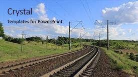  Presentation with railway - Amazing slides having scene with free railway road backdrop and a light blue colored foreground