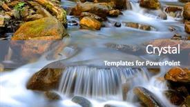  Presentation with mountain stream - Presentation theme having scene with nice cascade of mountain stream background and a mint green colored foreground