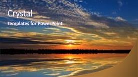  Presentation with scene - Theme enhanced with scene with nice sunset over lake water background and a ocean colored foreground