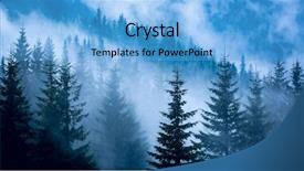  Presentation with pine forest - Presentation theme featuring scene with pine forest in blue fog background and a light blue colored foreground