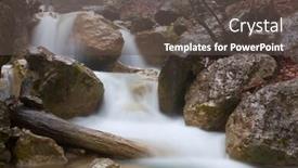  Presentation with foggy forest - PPT theme with scene with run of mountain river in foggy forest background and a dark gray colored foreground