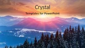  Presentation with winter scene - Amazing PPT theme having scene with sunset in mountain backdrop and a coral colored foreground