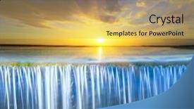  Presentation with scene - Theme having scene with waterfall on sunset background and a  colored foreground
