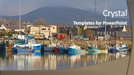  Presentation with seaport - PPT layouts with scenery in dingle co kerry background and a gray colored foreground