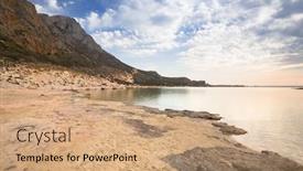  Presentation with scenery - Beautiful PPT theme featuring scenery-of-balos-beach backdrop and a coral colored foreground