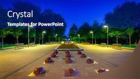  Presentation with night city - Slide deck enhanced with scenery-of-city-center background and a royal blue colored foreground