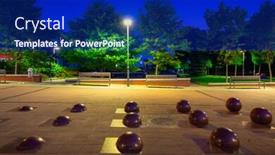  Presentation with night city - Amazing PPT theme having scenery-of-city-center backdrop and a navy blue colored foreground