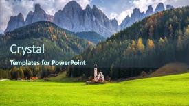  Presentation with scenery - Presentation design featuring scenery-of-dolomites background and a ocean colored foreground