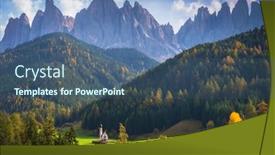  Presentation with scenery - Amazing presentation theme having scenery-of-dolomites backdrop and a ocean colored foreground