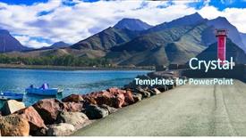  Presentation with nature village - Amazing presentation design having scenery of gran canaria impressive backdrop and a ocean colored foreground