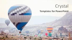  Presentation with hot air balloons - Slide deck with scenery-of-hot-air-balloons background and a  colored foreground