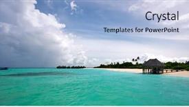  Presentation with lagoon - Audience pleasing presentation consisting of scenery of the island's lagoon bar backdrop and a light blue colored foreground