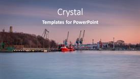  Presentation with poland - Amazing PPT theme having scenery-of-the-new-port backdrop and a ocean colored foreground