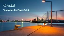  Presentation with scenery - Presentation theme enhanced with scenery-of-the-new-port background and a ocean colored foreground