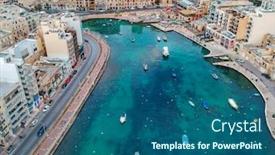  Presentation with scenery - Slide set with scenery-of-the-spinola-bay background and a ocean colored foreground