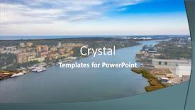  Presentation with scenery - Presentation design featuring scenery-of-the-vistula-river background and a seafoam green colored foreground