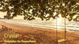  Presentation with hang - Presentation theme with scenery-of-wooden-swing-hang background and a tawny brown colored foreground