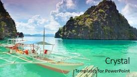  Presentation with lagoon - Presentation design consisting of scenery philippines - tropical lagoon on the way background and a seafoam green colored foreground