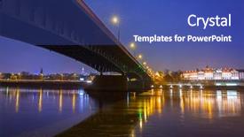  Presentation with cable stayed bridge over river - Colorful PPT layouts enhanced with scenery with bridge and royal backdrop and a ocean colored foreground