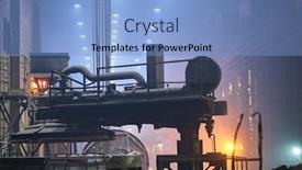  Presentation with steel mill - Presentation having scenes-in-steel-mill-factory background and a light blue colored foreground