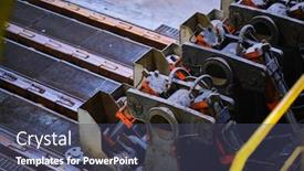  Presentation with steel mill - Audience pleasing presentation theme consisting of scenes-in-steel-mill-factory backdrop and a ocean colored foreground