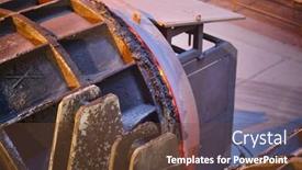  Presentation with steel mill - Colorful slide deck enhanced with scenes-in-steel-mill-factory backdrop and a tawny brown colored foreground