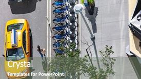  Presentation with madras day - Audience pleasing theme consisting of scenes of a thriving metropolis backdrop and a gray colored foreground