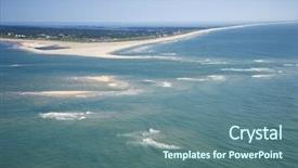  Presentation with north carolina - Beautiful presentation design featuring scenic aerial seascape of beach and island at baldhead island north carolina backdrop and a ocean colored foreground