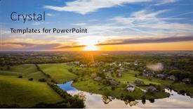  Presentation with kentucky - Presentation theme having scenic-aerial-view-of-sunset background and a light blue colored foreground