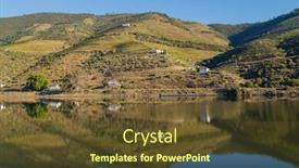  Presentation with river valley - Presentation theme with scenic-aerial-view background and a tawny brown colored foreground