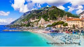  Presentation with scenic - Beautiful slides featuring coast italian summer holidays campania backdrop and a teal colored foreground