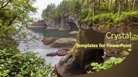  Presentation with beach rocks - Cool new slide set with scenic-and-rigorous-pacific-coast backdrop and a tawny brown colored foreground