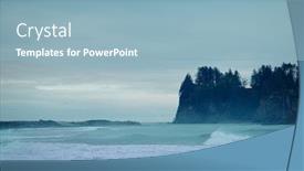  Presentation with beach rocks - Presentation design featuring scenic-and-rigorous-pacific-coast background and a light blue colored foreground