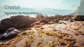  Presentation with beach rocks - Cool new slides with scenic-and-rigorous-pacific-coast backdrop and a sky blue colored foreground