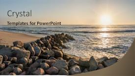  Presentation with sunset beach - Slide deck consisting of scenic-at-sunset-over background and a soft green colored foreground