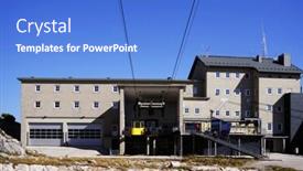  Presentation with alps - Presentation theme with scenic autumn landscape of the austrian alps from the krippenstein of the dachstein mountains range in obertraun austria europe background and a cobalt blue colored foreground