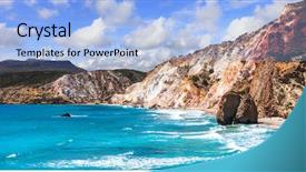  Presentation with greek islands - Slide set featuring scenic beaches of greek island background and a light blue colored foreground