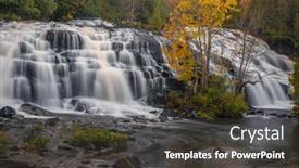  Presentation with bond - Amazing slide deck having scenic-bond-falls-in-michigan backdrop and a dark gray colored foreground