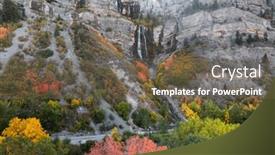  Presentation with provo utah - PPT theme featuring scenic-bridal-veil-falls and a tawny brown colored foreground